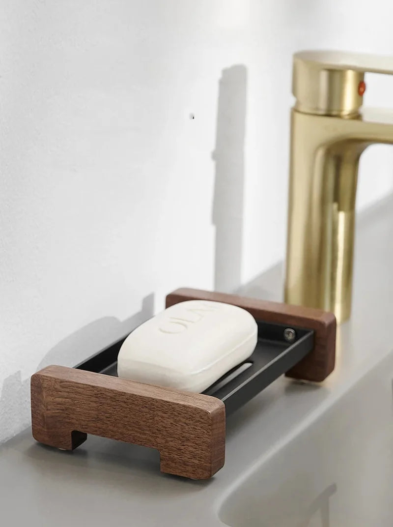 Foundry Soap Dock Modern wooden and metal soap dish black minimalist bathroom soap holder