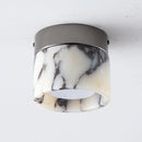 Vena Marble round natural stone ceiling light, retro translucent marble art deco ceiling lamp for Nordic home entrance, hallway, and modern decor