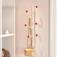 Wall-mounted coat rack with ball hooks, vertical organizer with 4 or 6 hooks