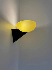 The Horizon Mount Modern glass wall lamp with black triangular mount ambient hallway lighting