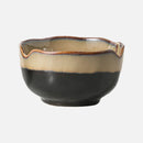 Ceramic serving bowls reactive glaze blue brown organic rim stackable modern dining tableware