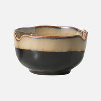 Ceramic serving bowls reactive glaze blue brown organic rim stackable modern dining tableware