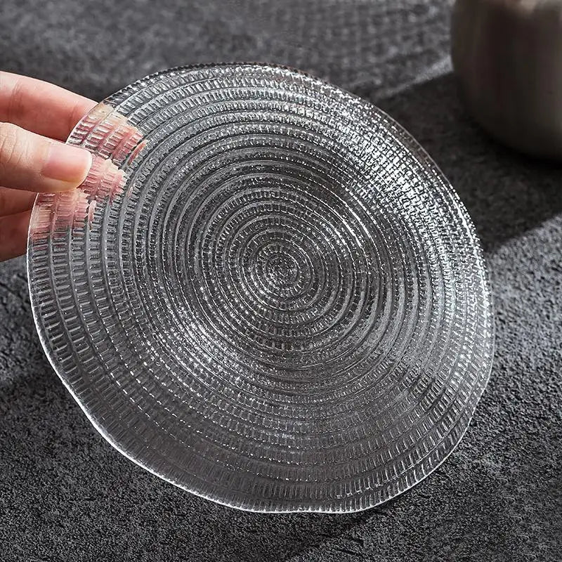 Creative Transparent Glass Western Food Plate Kitchen Tableware Living Room Home Coffee Table Dried Fruit Snacks Display Tray-Letifly Lights and Decor