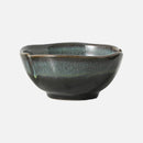 Ceramic serving bowls reactive glaze blue brown organic rim stackable modern dining tableware