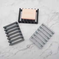 Flexible silicone soap holder with wave drainage design for kitchen or bathroom soap saver storage