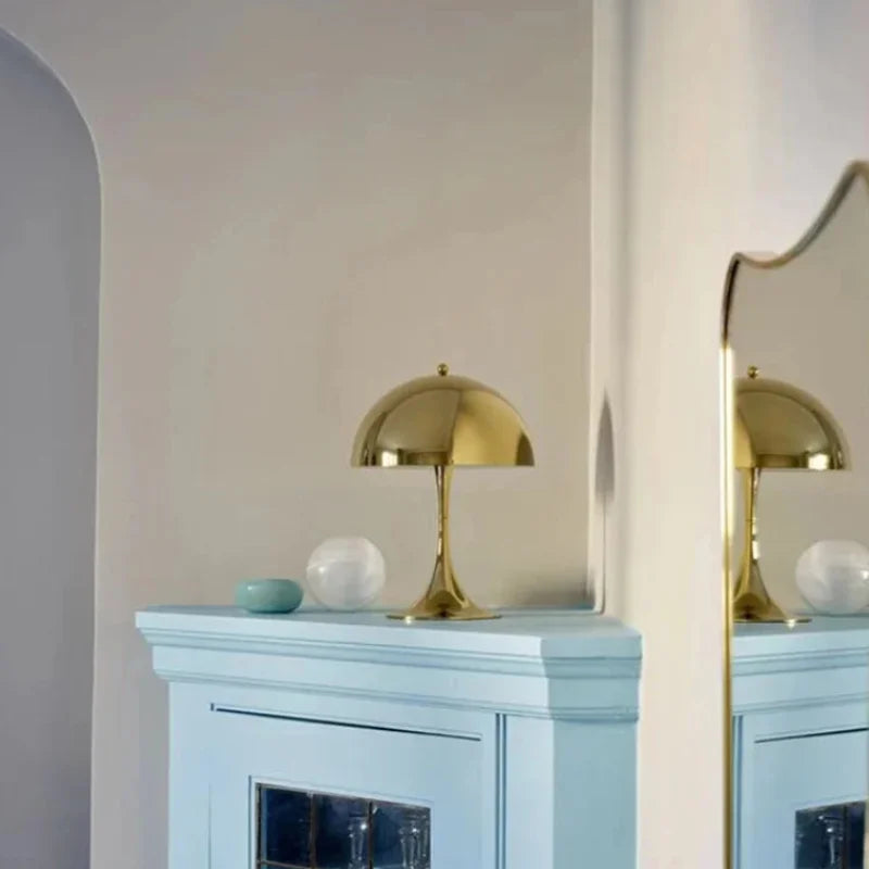 Table lamp dome silhouette glossy finish mid century style mushroom table lamp