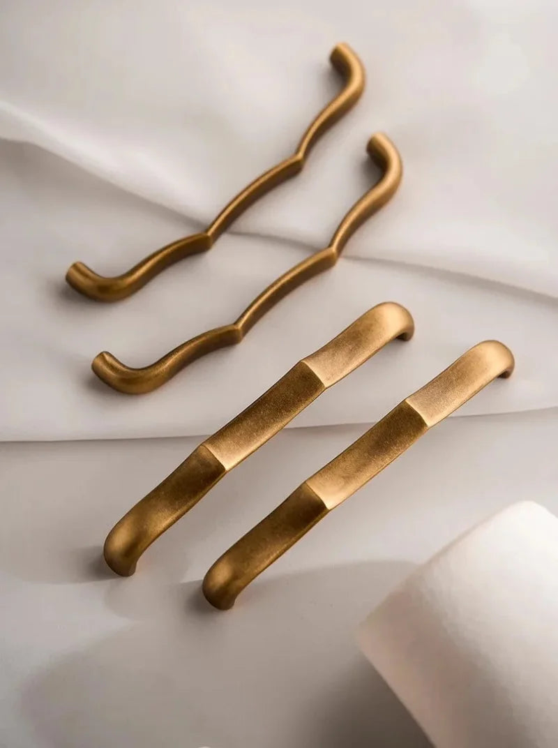Santaya Antique Brass Cabinet Pulls Handles Dresser Drawer Solid Brass Cabinet Handles Wardrobe Kitchen Hardware Pull-Letifly Lights and Decor
