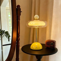 Mid-Century Modern Glass Table Lamp Vintage LED Bedside Desk Lamp Golden Metal Pole Bedroom Nightstand Decor Light-Letifly Lights and Decor