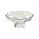 Vintage clear glass dessert plate, Heirloom Pedestal Tray jewelry display storage tray, scalloped lace candle holder for elegant home decoration.