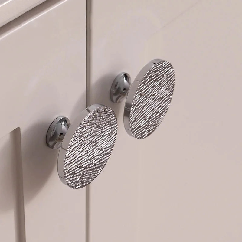 Solid Brass Cabinet Handle Round Kitchen Cabinet Pull High-end Luxury Wardrobe Chrome Silver Pulls Furniture Drawer Knob-Letifly Lights and Decor