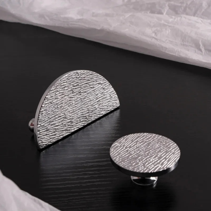 Solid Brass Cabinet Handle Round Kitchen Cabinet Pull High-end Luxury Wardrobe Chrome Silver Pulls Furniture Drawer Knob-Letifly Lights and Decor