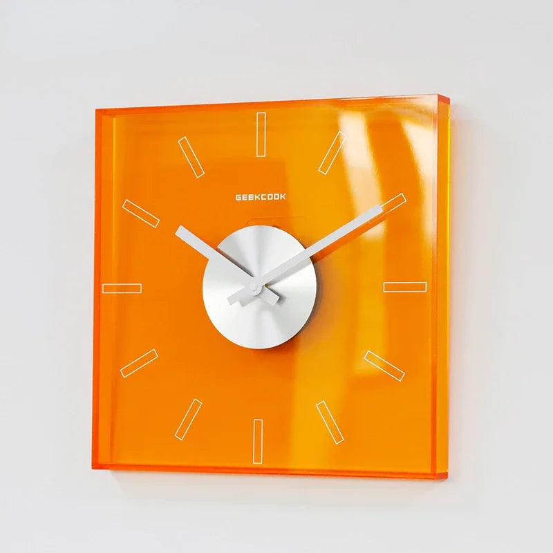 Modern Transparent Clock Klein Blue Wall Hanging Clock Timepiece for Bedroom Living Room Office Acrylic Square Wall Decor-Letifly Lights and Decor