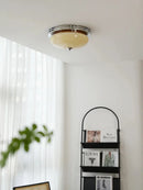 Ceiling light cream glass chrome Bauhaus French style retro flush mount ceiling lamp