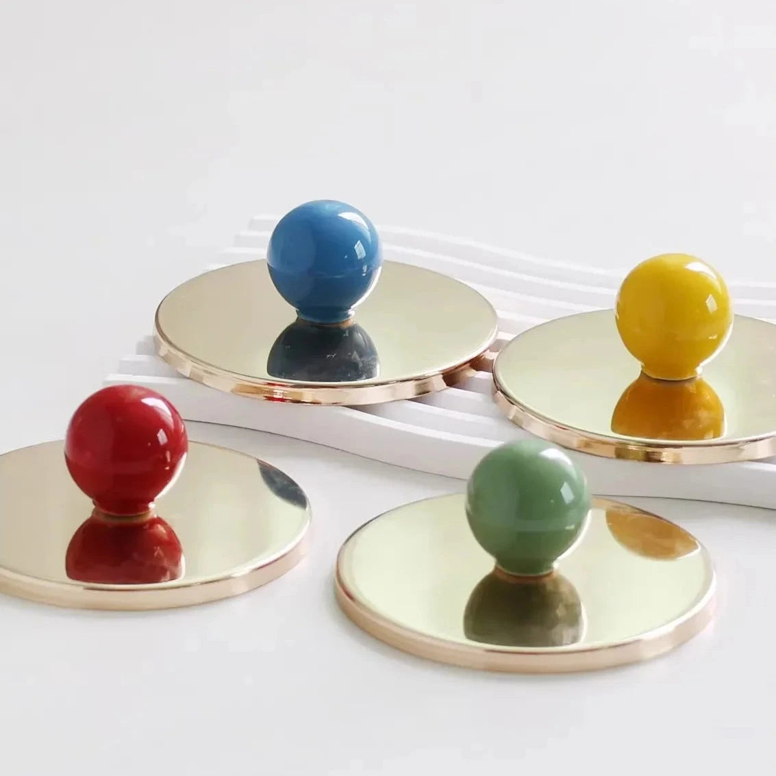 Textured glass canister with colorful knob and metal lid storage jar