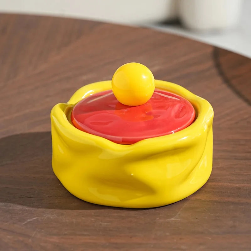 Colorful Ceramic Ashtray Living Room Desktop Fly Ash Storage Box Irregular Circular Ashtray Home Decoration Accessories Ashtray-Letifly Lights and Decor
