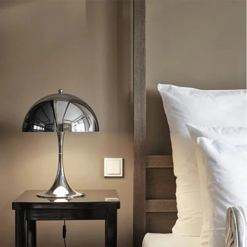 Table lamp dome silhouette glossy finish mid century style mushroom table lamp
