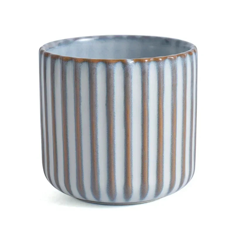 Ceramic ribbed retro tea cup hand-glazed Japanese style coffee wine mug