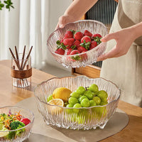 Clear ripple glass serving bowl scalloped edge fruit salad bowl modern decorative tableware