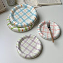 Gridline Ceramic Plates Glossy ceramic plates with thick rim in pink green blue purple modern tableware