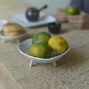 Stoneware pedestal dish footed ceramic matte textured tray