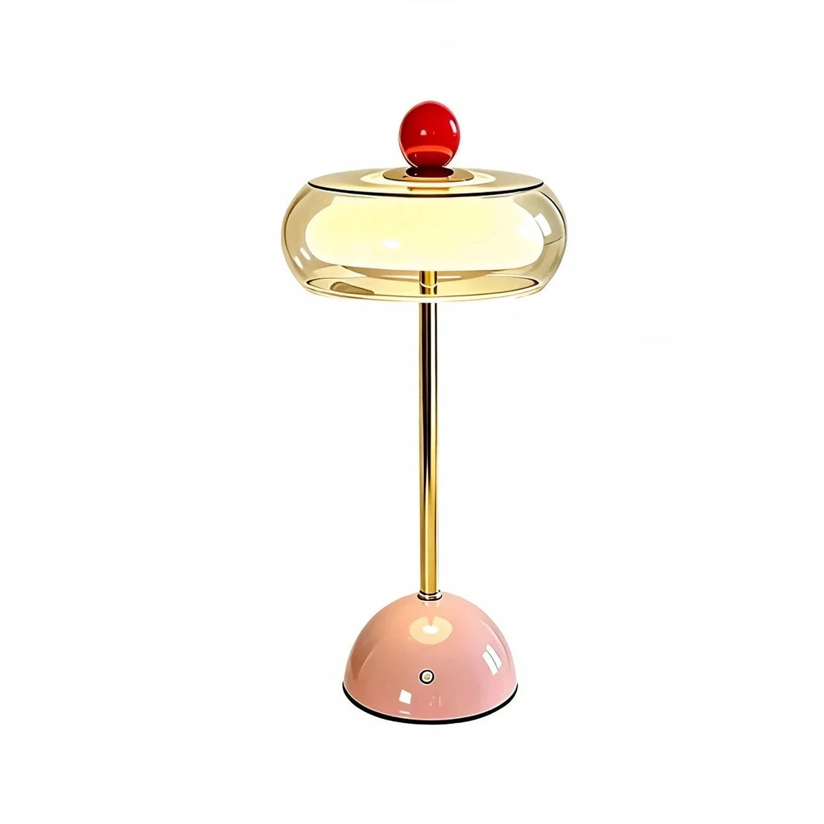 Mid-Century Modern Glass Table Lamp Vintage LED Bedside Desk Lamp Golden Metal Pole Bedroom Nightstand Decor Light-Letifly Lights and Decor