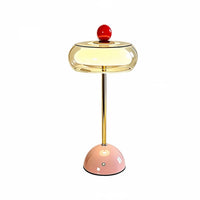 Mid-Century Modern Glass Table Lamp Vintage LED Bedside Desk Lamp Golden Metal Pole Bedroom Nightstand Decor Light-Letifly Lights and Decor