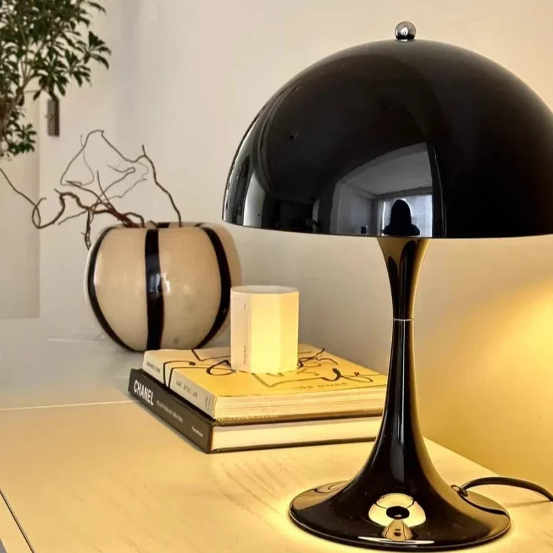 Table lamp dome silhouette glossy finish mid century style mushroom table lamp