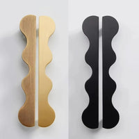 Brass Wave Shape Cabinet Handles Modern Drawer Pulls Gold/Black Furniture Handles for Kitchen Wardrobe Door-Letifly Lights and Decor