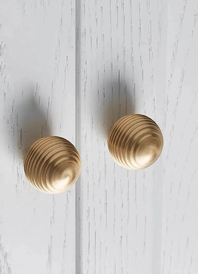 Brass Drawer Knob Gold Thread Shape Furniture Handle Kitchen Cabinet Handle Single Hole Ball Bedroom Wardrobe Handle-Letifly Lights and Decor