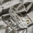 Vintage clear glass dessert plate, Heirloom Pedestal Tray jewelry display storage tray, scalloped lace candle holder for elegant home decoration.