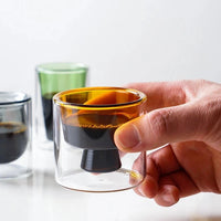 Heat Resistant High Borosilie Glass Double Layered Coffee Tea Cup Ins Sle Wine Glass Tasting Cup Water Cup AroN Colored-Letifly Lights and Decor