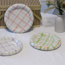 Gridline Ceramic Plates Glossy ceramic plates with thick rim in pink green blue purple modern tableware