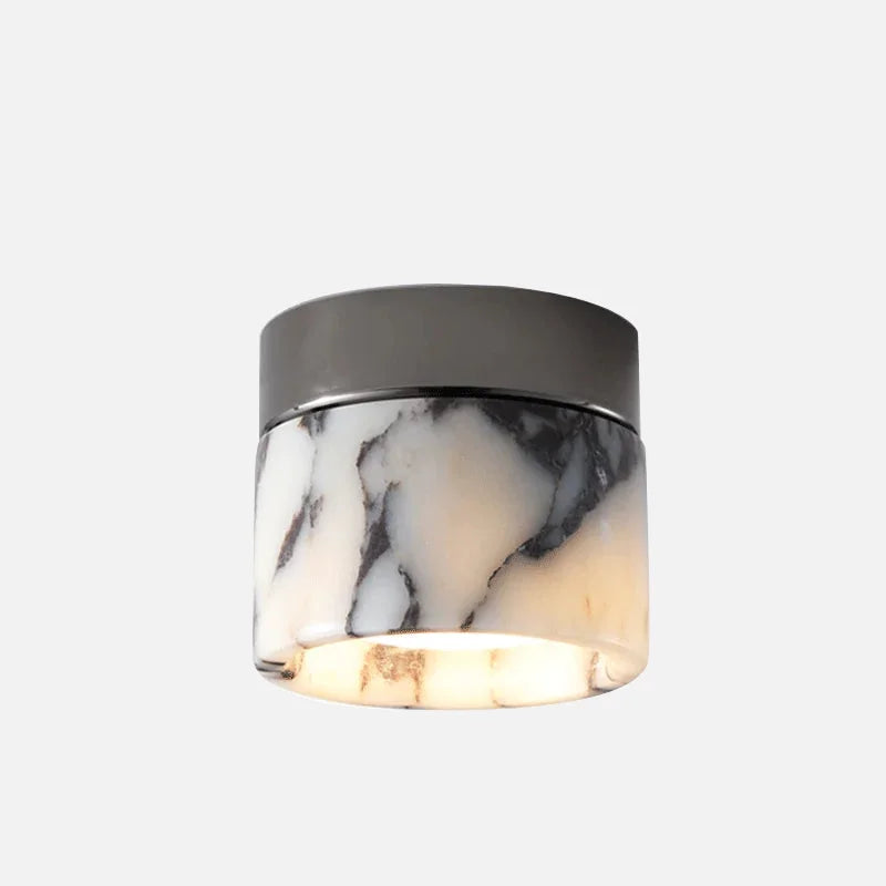 Vena Marble round natural stone ceiling light, retro translucent marble art deco ceiling lamp for Nordic home entrance, hallway, and modern decor