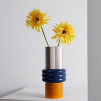 Vintage Patchwork Color Pot Shaped Ceramic Vase Dried Flower Arrangement Hydroponic Vase Living Room Countertop Decoration Gift-Letifly Lights and Decor