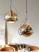 amber globe glass pendant light with iron frame modern ceiling lamp for dining room kitchen office