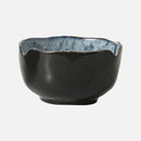Ceramic serving bowls reactive glaze blue brown organic rim stackable modern dining tableware