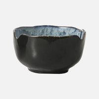 Ceramic serving bowls reactive glaze blue brown organic rim stackable modern dining tableware