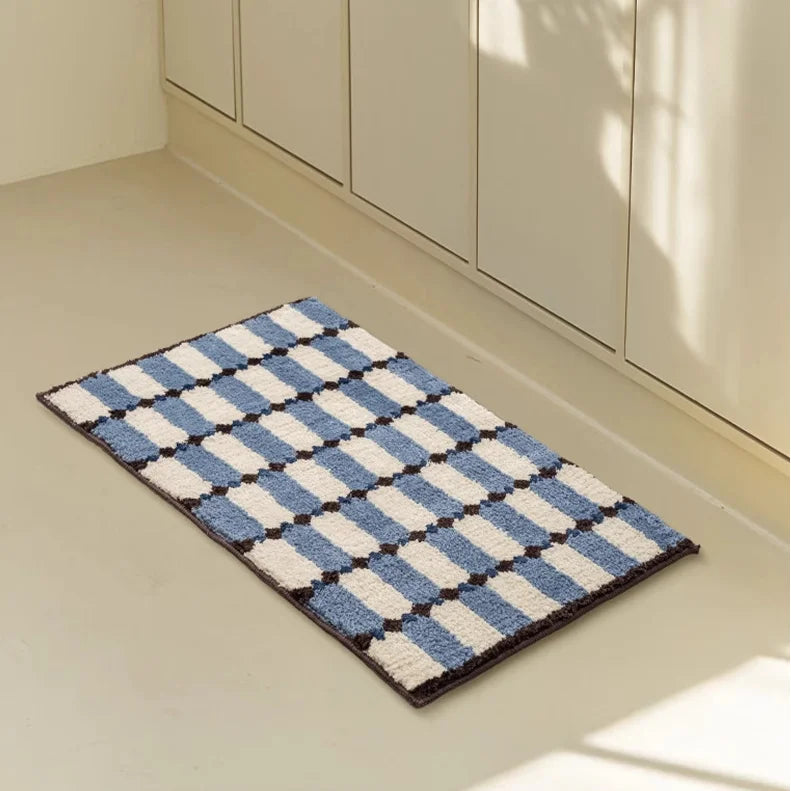 Grids Print Bedroom Mat Soft Tufted Carpet Bathroom Rug Living Area Floor Pad Doormat Aesthetic Home Room Decor-Letifly Lights and Decor