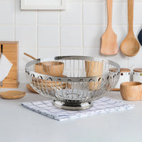 Verge Wire Basket Set stainless steel wire fruit basket modern kitchen bowl polished silver produce holder