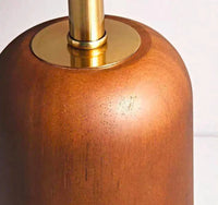 Letifly Lights & Decor - Amber Dome Table Lamp - Amber acrylic dome table lamp with wood-look base and brass-toned stem
