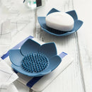 lotus flower silicone soap holder dish with drainage pad for bathroom or kitchen sink