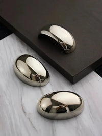 Mirror Gloss Nickel Silver Shell Shape Drawer Pulls 64mm Hole Spacing Modern Luxury Oval Cabinet Handles for Closet Dresser-Letifly Lights and Decor