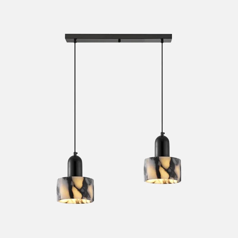 Carrara Eclipse Lamp Luxury Black Round Natural Stone Pendant Lamp High-end Bedroom Bedside LED Chandelier Living room Decoration Home Hanging Lights