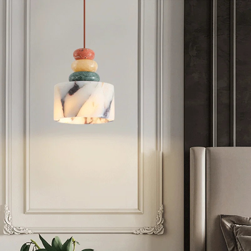 Luxury stone pendant lamp natural marble LED chandelier light