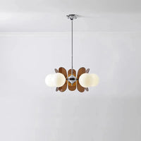 Retro glass globe chandelier with amber panels mid-century modern dining room light