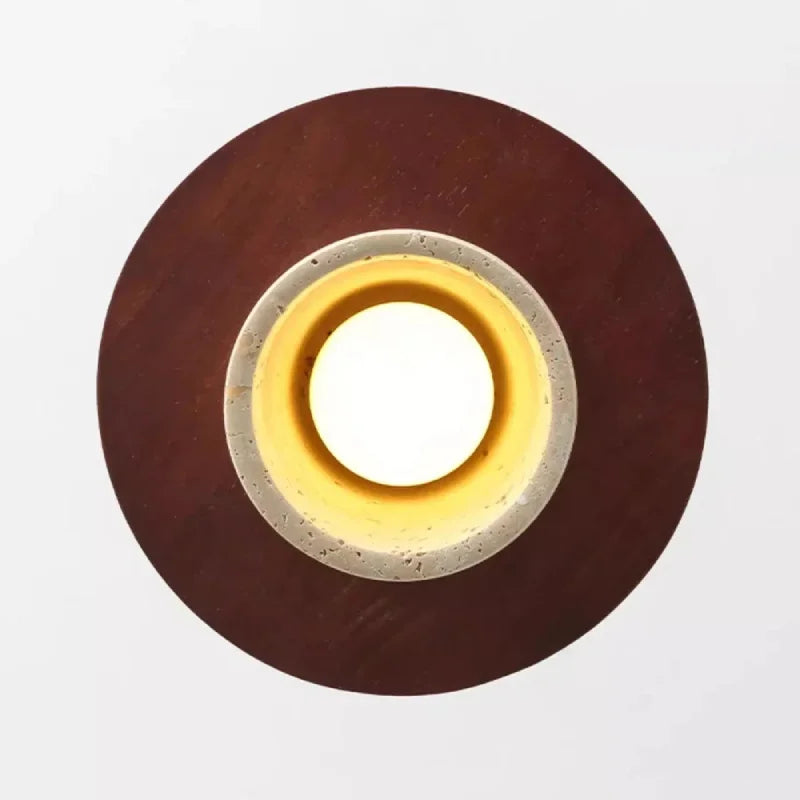 Forest Canopy Travertine pendant light, natural stone and wood kitchen island chandelier, luxury marble dining bedroom bedside aisle hanging lamp