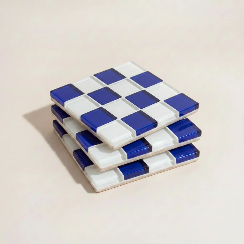 Pixel Checkered Tile Coasters