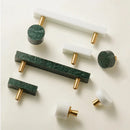 Brass Marble Crystal Stone Furniture Handles White Green Long Round Pulls Cupboard Dresser Drawer Cabinet Knobs-Letifly Lights and Decor