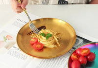 Stainless Steel Dinner Plates European Style Dessert Plate Kitchen Serving Dishes Salad Plate Cake Tray Western Steak Round Tray-Letifly Lights and Decor