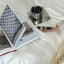 Stainless steel espresso cup and square saucer modern coffee tea set 3pc set with teaspoon